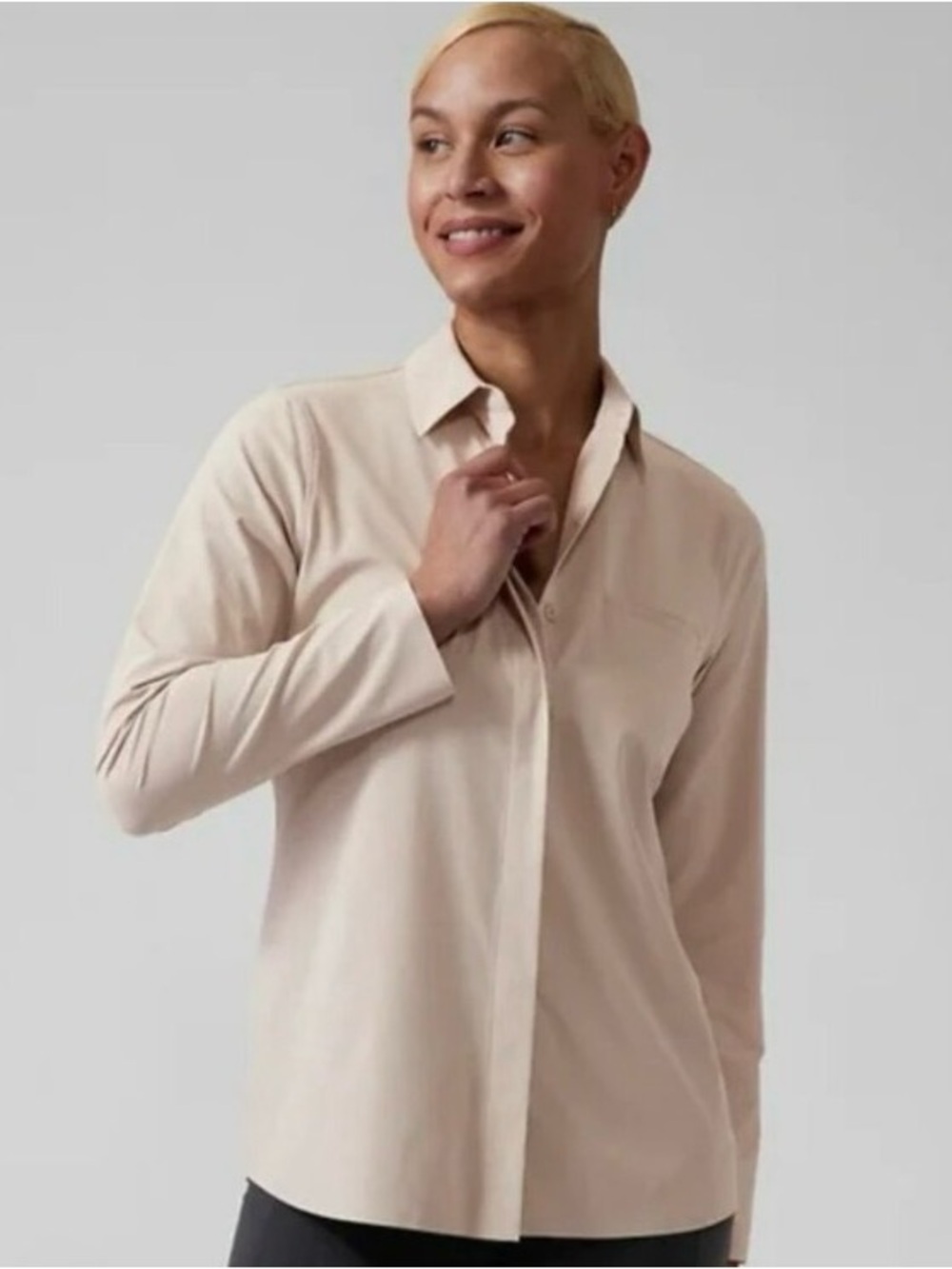 Athleta Urbanite Top 2.0 Off White Light Tan Size L